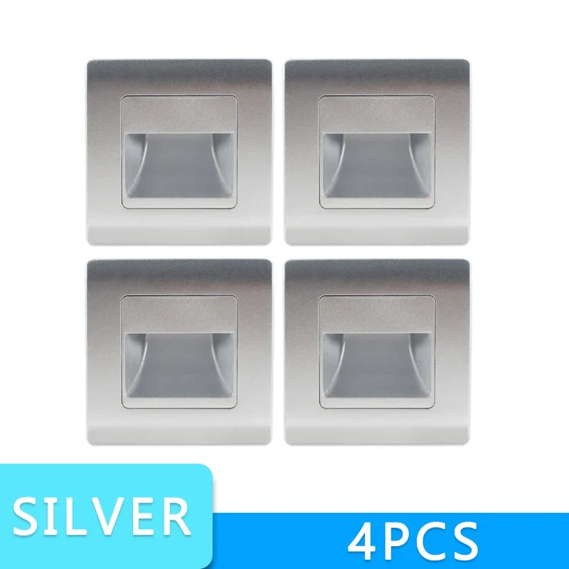 =(K)= 4Pcs Led Stair Light  PIR Sensor Wall Light 110V 220V Recessed Footlight Corridor Step Lamp Motion Wall Home Lighting