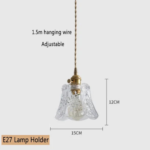 Suspension avec abat-jour fleur en verre moderne