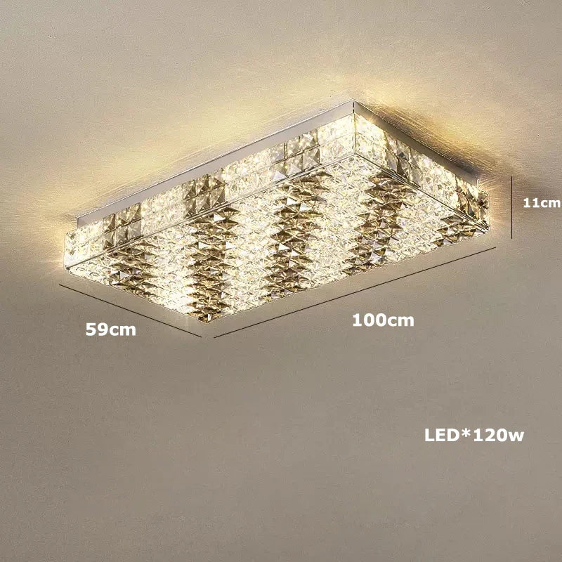 plafonnier led art déco carré cristal design moderne élégant