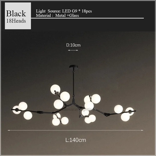 2024 Modern LED Chandelier Branches Style Glass Balls Ceiling Lamp Living Room Dining Room For Bedroom