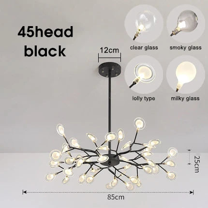 lustre moderne vintage luciole branche suspension éclairage
