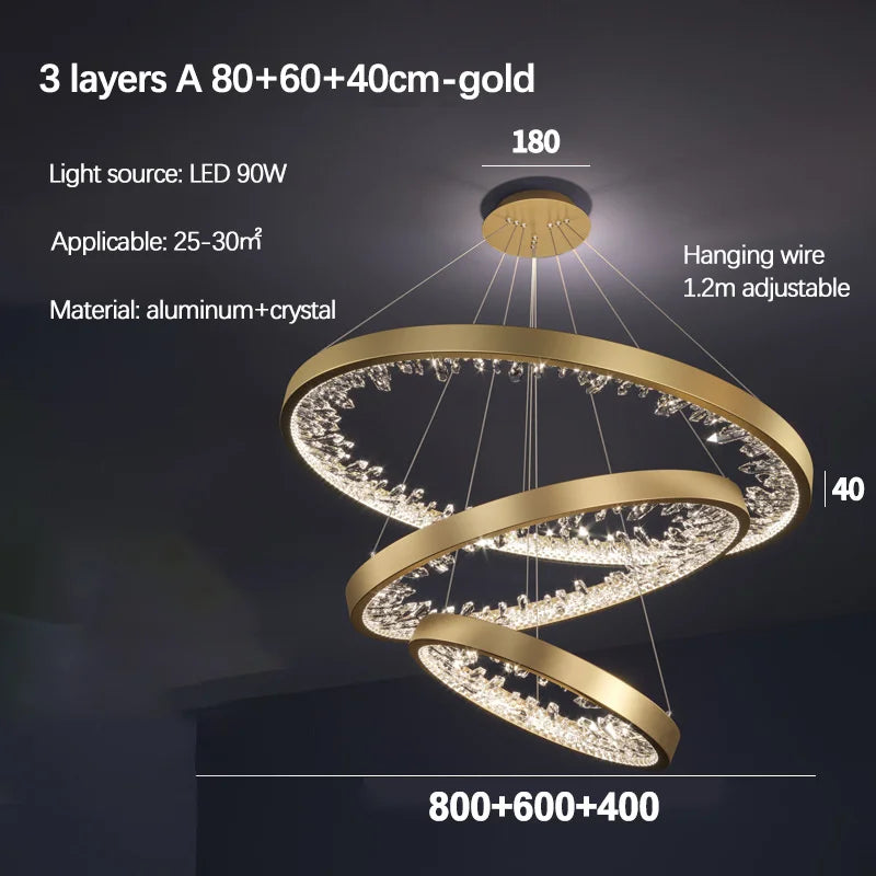 lustre en cristal design luxe avec éclairage led