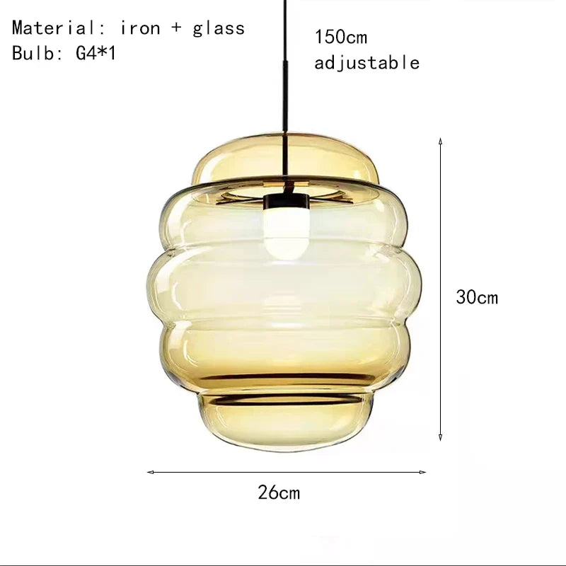 suspension en verre transparent pour restaurant avec fil réglable