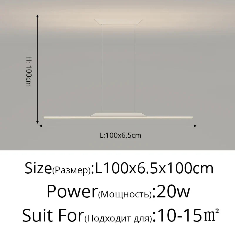 Lustre long led minimaliste avec hauteur réglable