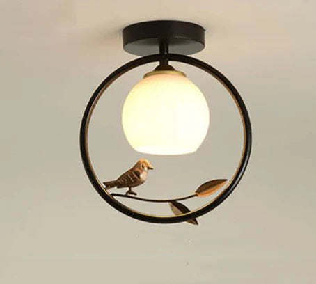 plafonnier nordique créatif avec motif d'oiseau pour balcon