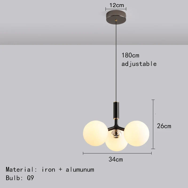 suspension nordique en verre avec métal