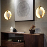 lustre léger en cuivre et marbre naturel pour décoration élégante