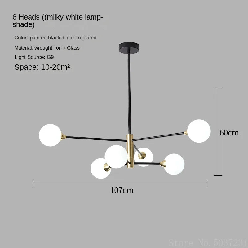 lustre moderne en forme de haricot avec éclairage led suspendu