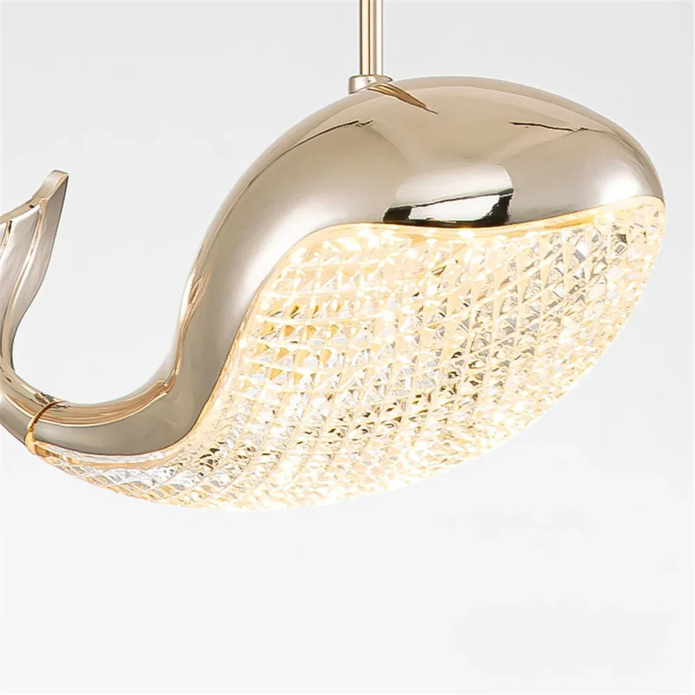 suspension led acrylique dauphin d'or pour enfants