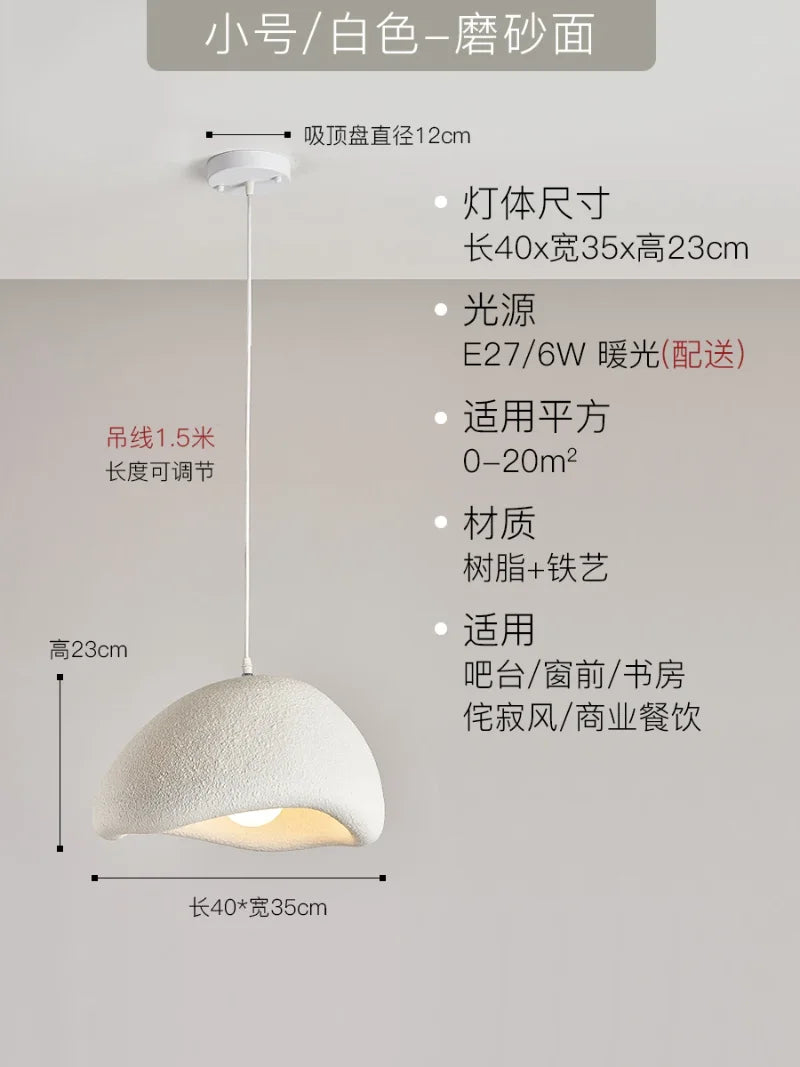 suspension led wabi-sabi nordique en résine pour café loft