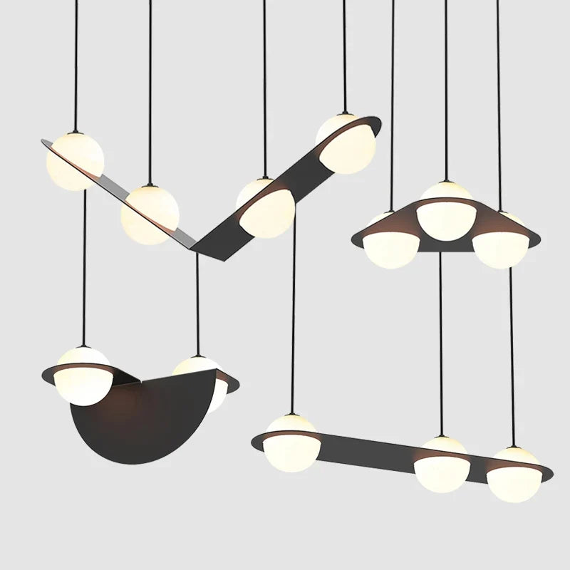 suspension créative minimaliste à géométrie pour espaces commerciaux