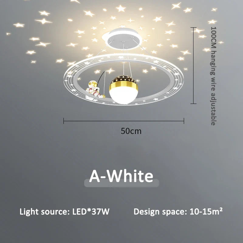 Lustre LED rond d'astronaute à gradation pour chambre d'enfant