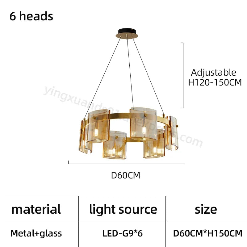 lustre moderne en verre pour éclairage design élégant