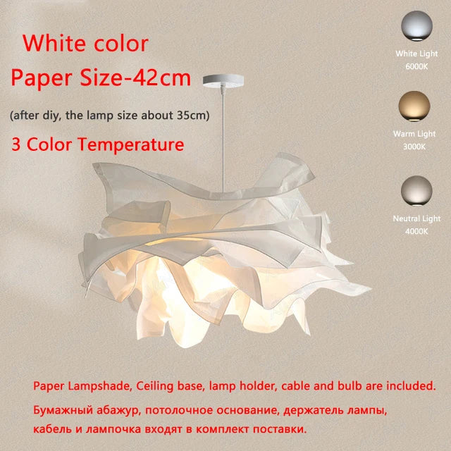 lustre minimaliste en papier led pour éclairage intérieur bricolage