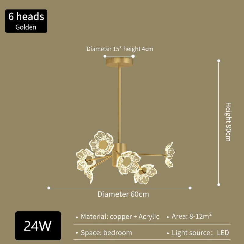 lustre moderne en fleurs pour décoration intérieure élégante