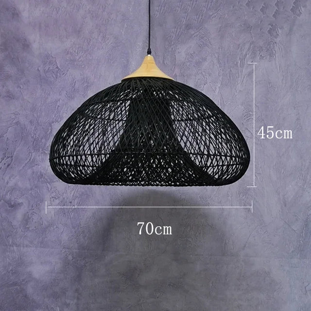 Modern art minimalist retro chandelier suitable for living room, dining room, farmhouse, natural rattan and willow chandelier
