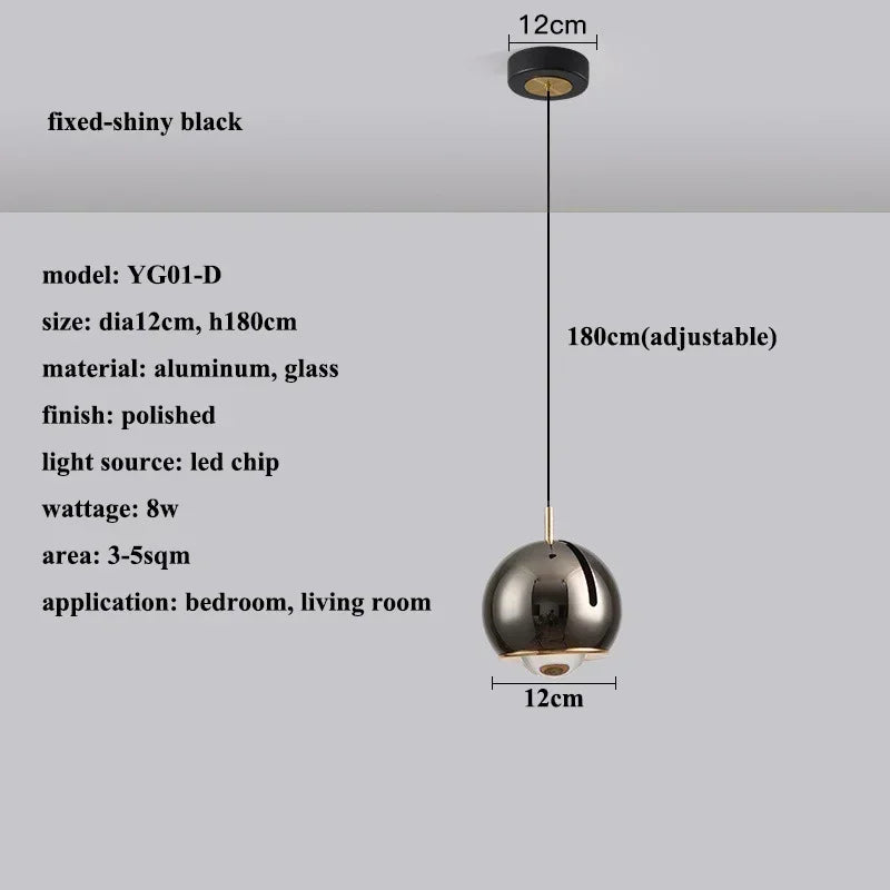 Suspension LED boule ronde moderne avec angle réglable