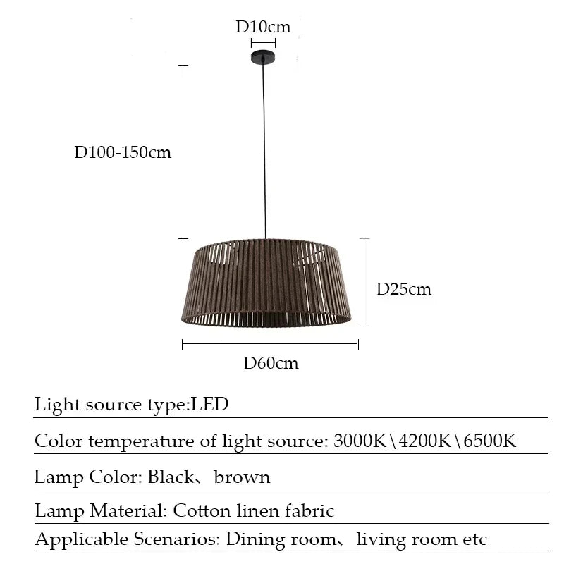 lustre en métal nordique avec corde tissée pour décoration intérieure