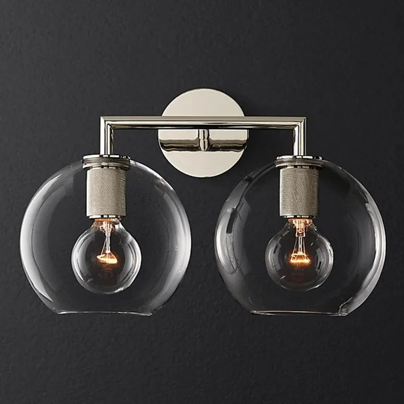 applique murale rétro américaine en verre avec éclairage led