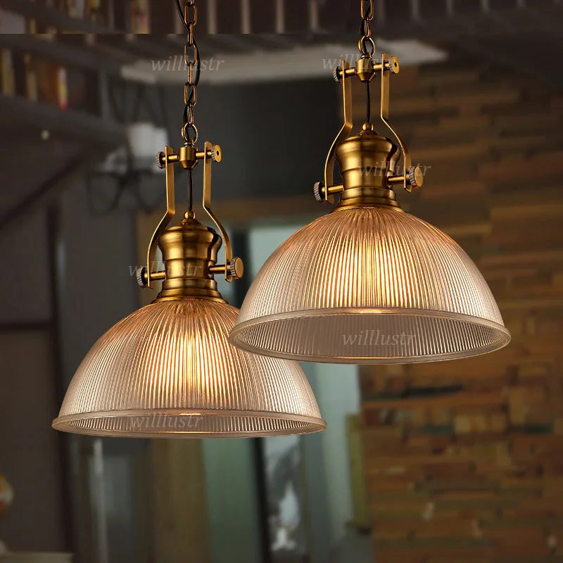 Suspension vintage en verre nervuré rétro suspension lumière hôtel café salon bureau bar salle à manger suspendu lustre de plafond