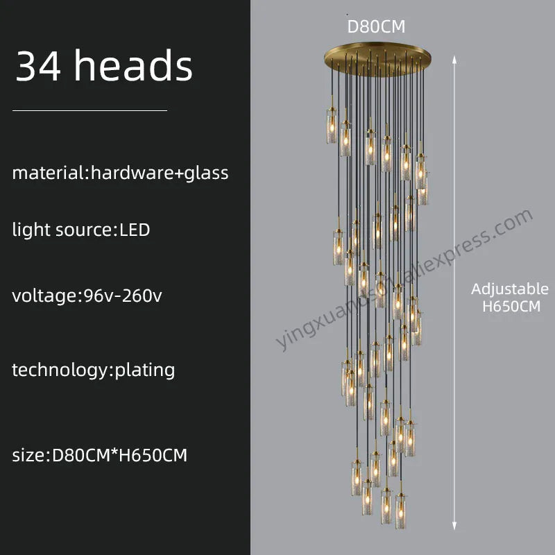 lustre en verre pour éclairage décoratif intérieur suspendu