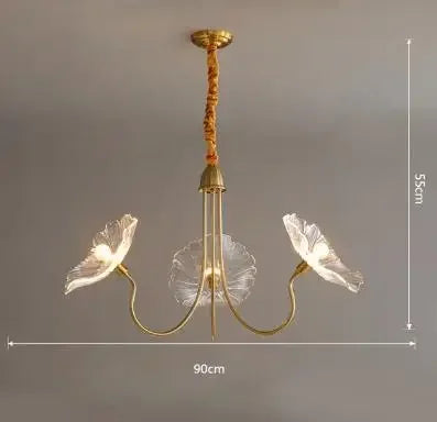 lustre moderne en verre design fleur de lotus lumineux