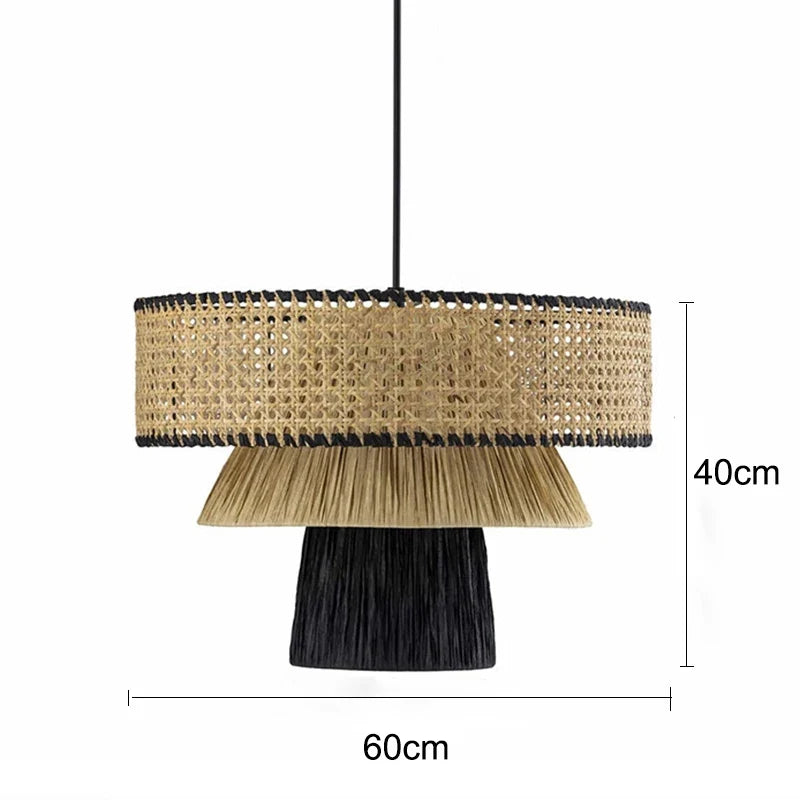 lustre en rotin style japonais fait à la main créatif