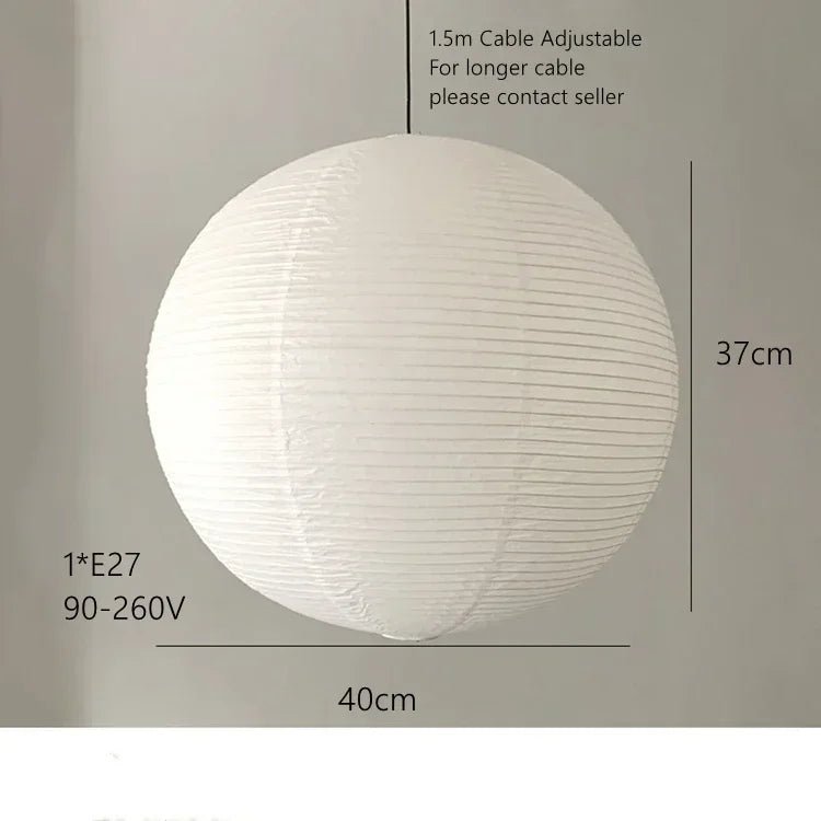 Washi Paper Pendant Lights Round Suspension Chandelier Hanging Lamp for Living Room Bedroom