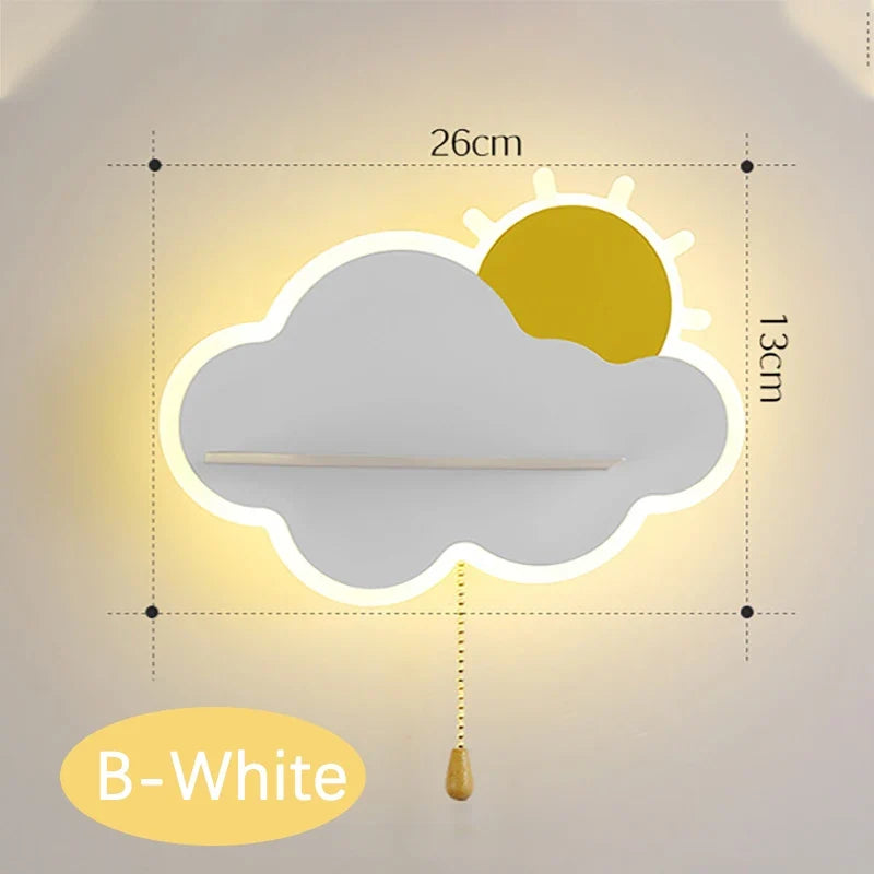 applique murale led décorative pour chambre de bébé nuage et soleil