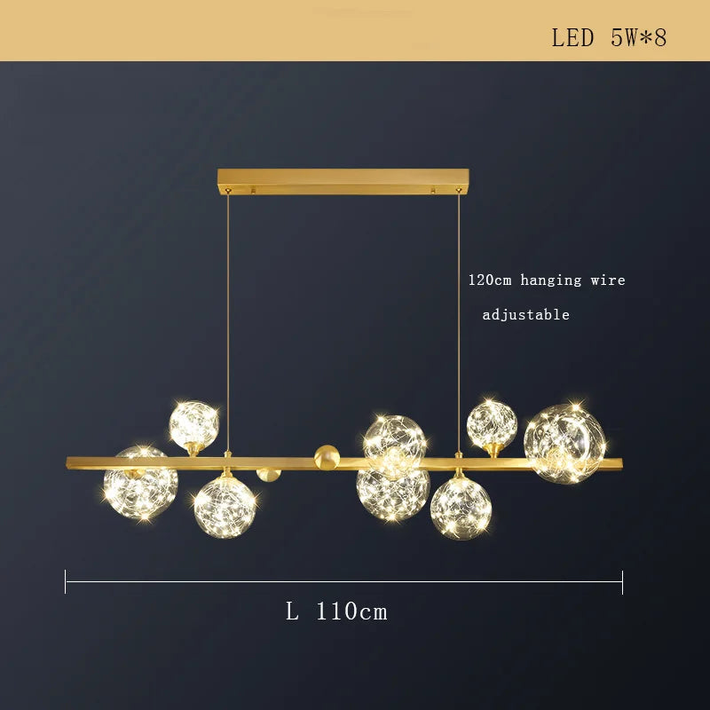 lustre moderne minimaliste en cuivre avec abat-jour étoile led