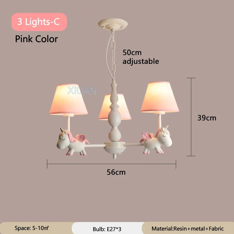 lustre licorne dessin animé pour chambre d'enfant suspendu