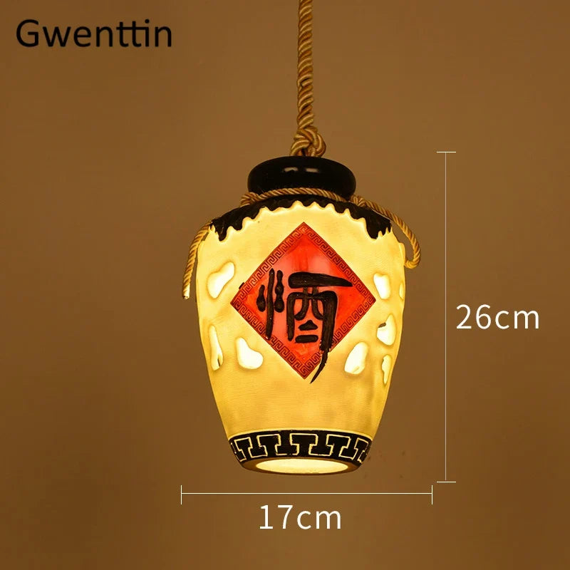 suspension pot à vin style chinois pour décoration intérieure