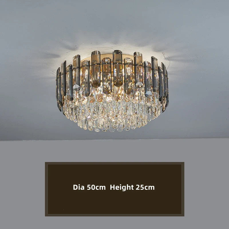 plafonnier moderne en cristal avec abat-jour rectangulaire élégant