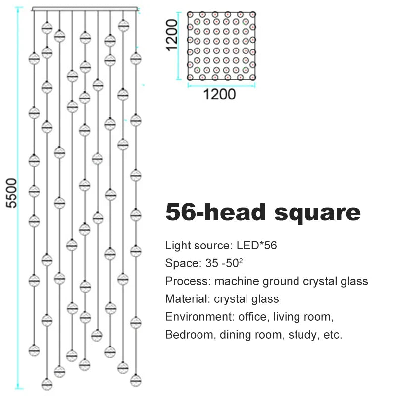 lustre en cristal moderne avec boule tournante led suspendue