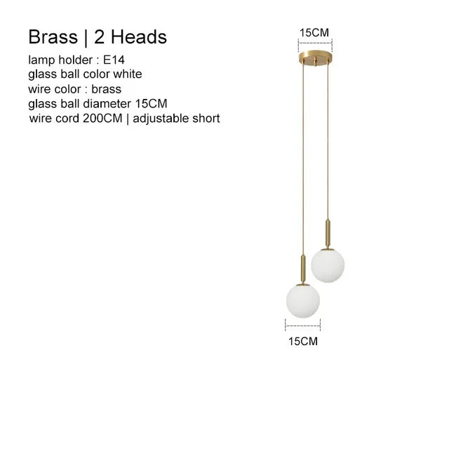 Suspension laiton noir boule lait LED