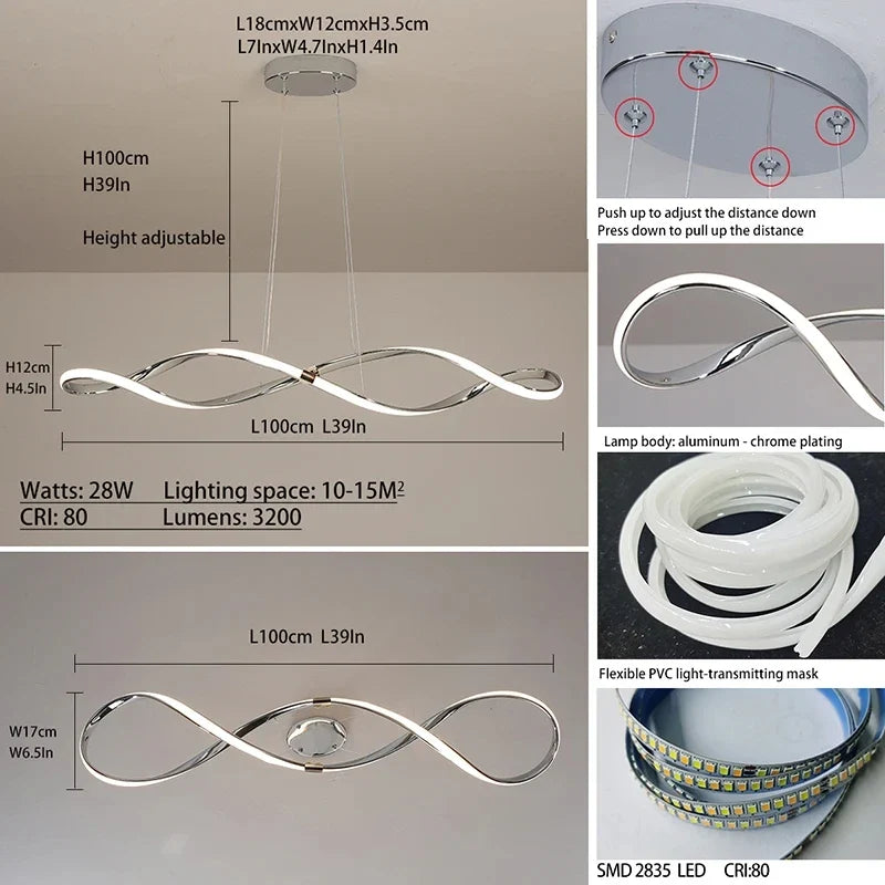 lustre moderne en verre pour éclairage intérieur