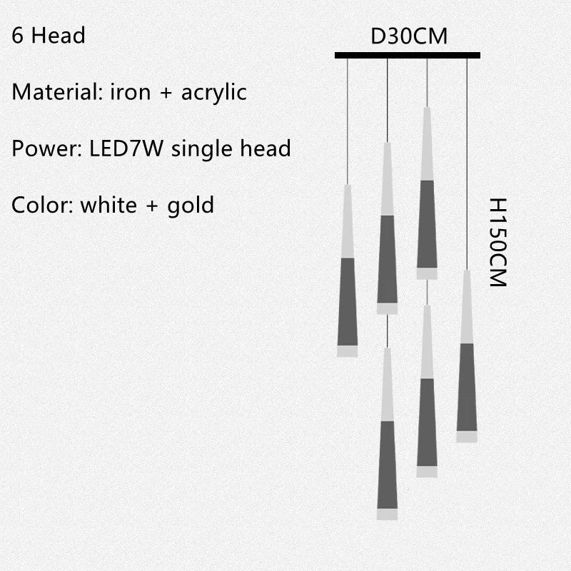 lustre led minimaliste moderne pour escalier duplex loft