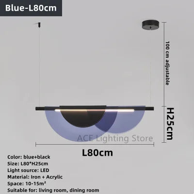 Lustre acrylique moderne nordique Led en verre coloré
