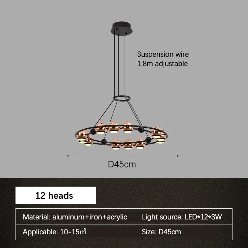 lustre led moderne en forme de haricot pour salon luxueux