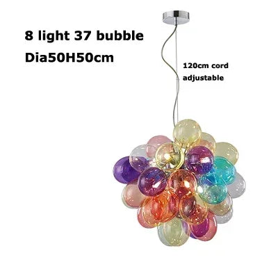 Colorful Bubble Chandelier Glass Pendant Lamp Ceiling Light Suspension Hanging Luminaire for Living Room Bedroom