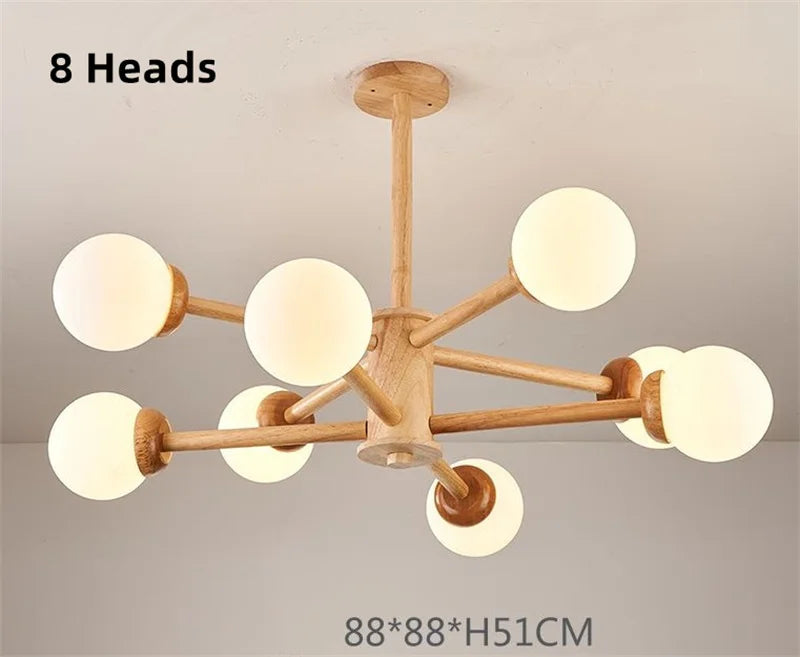 lustre en bois japonais abat-jour en verre décoration intérieure