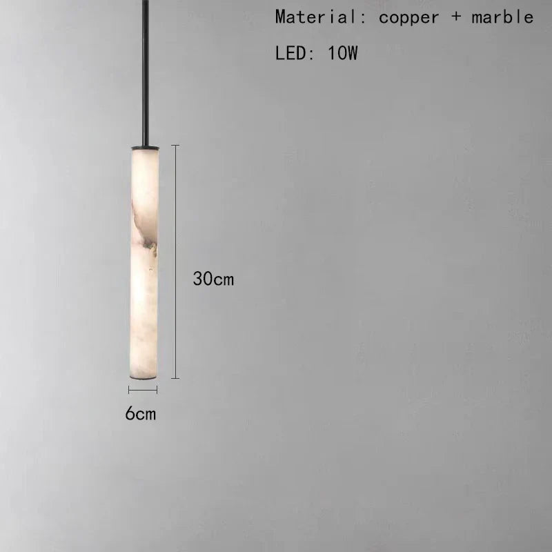 lustre cylindrique en marbre naturel avec cordon réglable 3000k