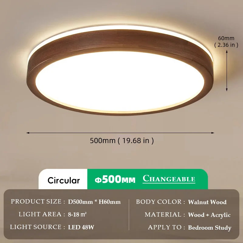 Walnut Wood Ceiling light, Wabi-sabi Simple Modern Vintage style, Bedroom lighting for Bathroom, Bedroom, dining room, Study