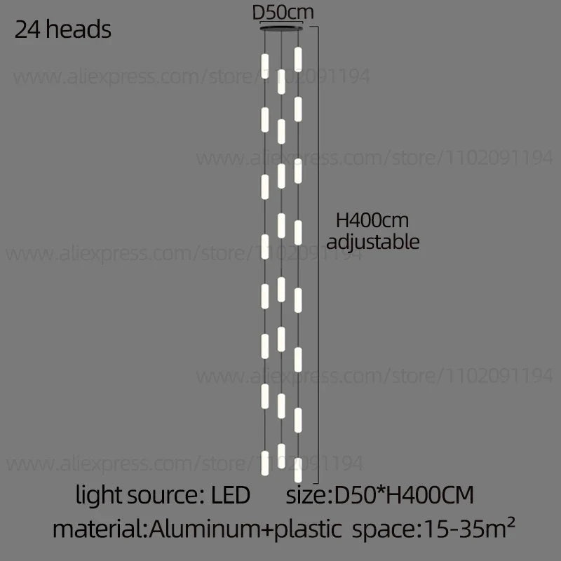 lustre led nordique pour escalier duplex penthouse villa