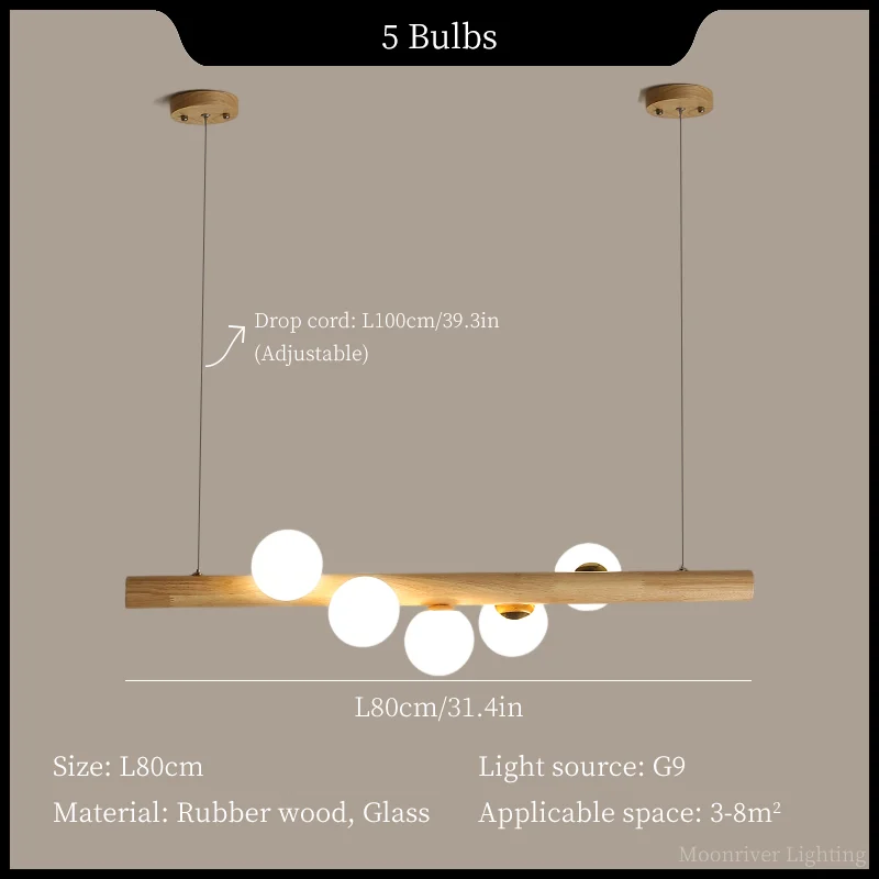 suspension bois minimaliste led style moderne