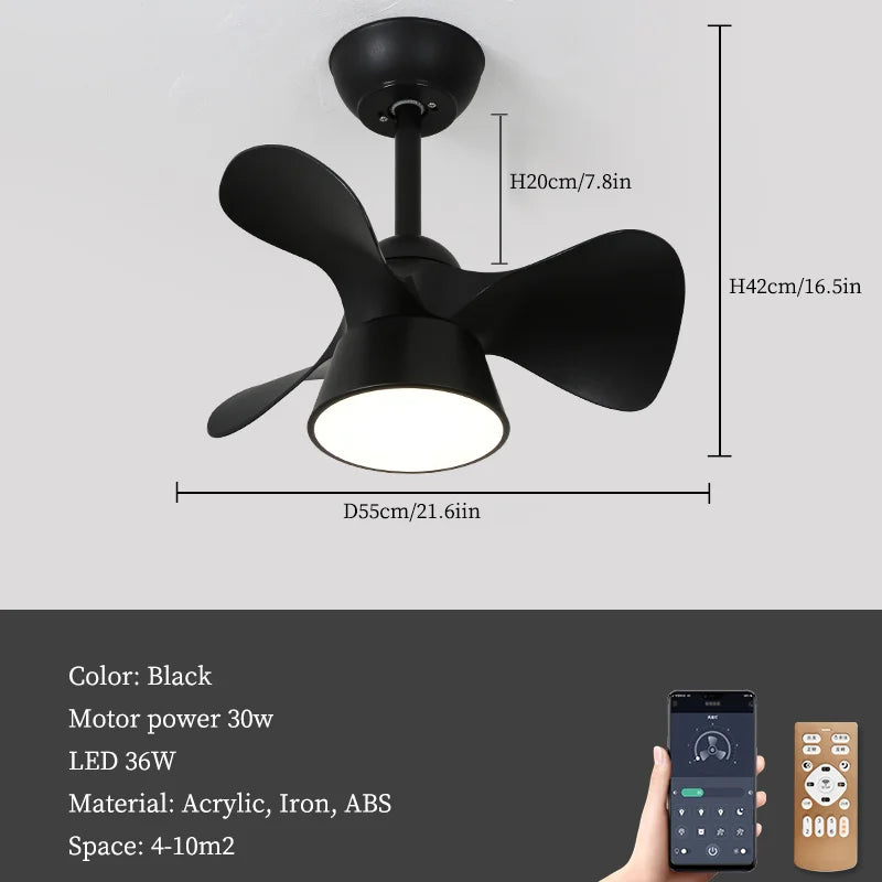 lustre moderne à led avec ventilateur pour intérieur