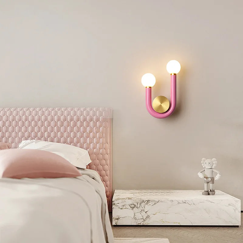 applique murale artistique en métal avec tube en u pour éclairage intérieur
