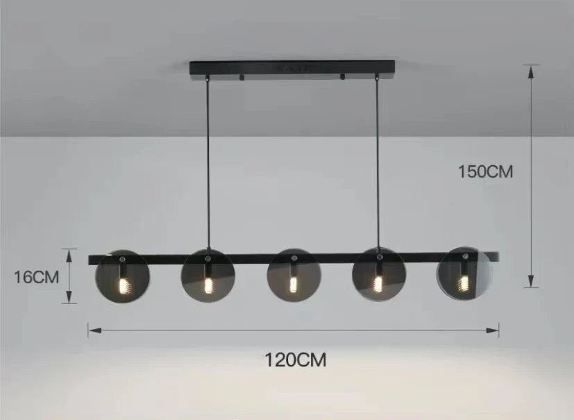 Suspension en verre noir moderne
