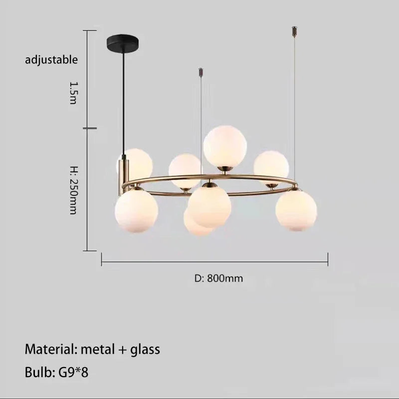 Nordique créatif boule de verre lustre circulaire salon chambre lumière enfants étude magasin de vêtements Restaurant haricot magique