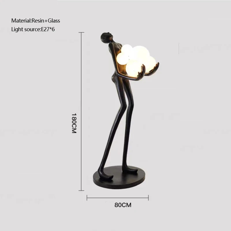 lampadaire postmoderne en résine et verre design élégant